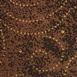 Square swatch light/dark brown marbled fabric with gold dots comprising swirls pattern allover