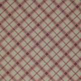 Square swatch rustic plaid fabric (tan fabric with diagonal plaid stripe lines in brown and pink)