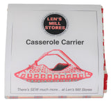 Casserole carrier packaging front (red/white maple leaf grid print)