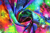 Swirled swatch Space fabric (multi coloured galaxy print fabric with bright white stars and circular planets in purple, blue, green etc)