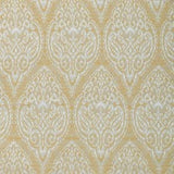 Upholstery swatch featuring white damask over a gold background
