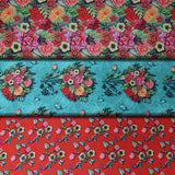 Group swatch Colibri floral printed fabrics in various colours