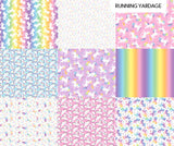 Unicorn Magic block (9 unicorn/rainbow related designs tiled 3x3)