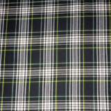 Square swatch black/white/green/yellow tartan plaid fabric