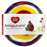 Amigurumi 4 colour yarn wheel (chicken and rooster) red and yellow for feet and head/face, white and multi for bodies