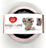 Amigurumi 4 colour yarn wheel (koala) light grey, dark grey, black grey for body, pink for ear accents