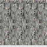 Flat swatch Yule Log Black fabric (black and natural coloured fabric creating inner log texture with black snowflakes inside)