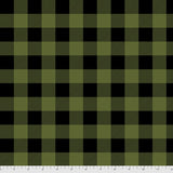 Flat swatch Check Yo'self Green fabric (green and black buffalo check fabric)
