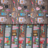 Group swatch sugar printed fabrics in various styles and colours