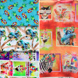 Group swatch assorted Party Animals themed fabrics in various styles