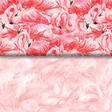 Group swatch assorted Flamingo Bay themed fabrics in various styles/colours