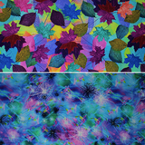 Group swatch assorted Neon Nature themed fabrics in various styles/colours