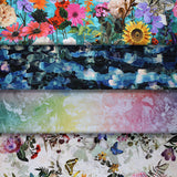 Group swatch assorted floral printed fabrics in various colours/styles