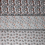 Group swatch assorted penguin themed fabrics in various styles/colours
