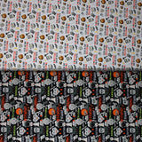 Square swatch halloween characters printed fabrics in various styles/colours
