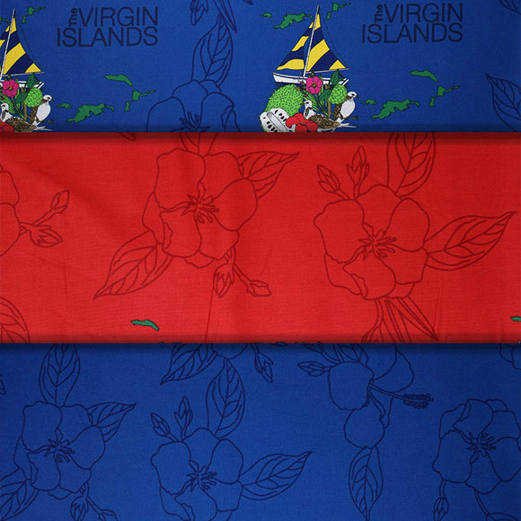 Group swatch The Virgin Islands printed fabric in various colours