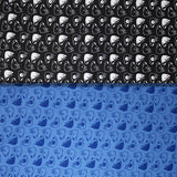Group swatch of puppy heads printed fabric in black and blue