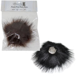 Faux fox (long hair) pom poms in black and brown