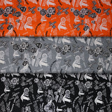 Group swatch of assorted Friday the 13th pattern in various colours
