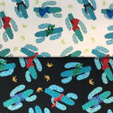 Group swatch cartoon cactus with scarves printed fabric in white and black