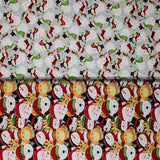 Group swatch assorted Snow Merry themed fabrics in various styles/colours