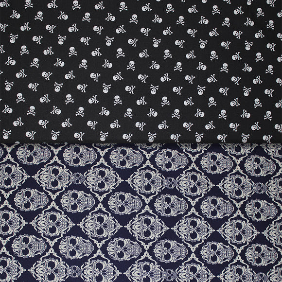 Group swatch skull printed fabrics in various styles