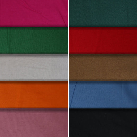 Group swatch of cotton solids in a variety of colours