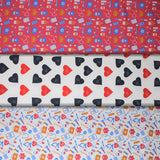 Group swatch assorted doctor themed printed fabrics in various styles