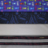 Group swatch assorted text printed fabrics