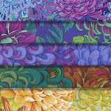 Group swatch Japanese chrysanthemum printed fabrics in various colours