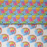 Group swatch care bears fabric in various styles