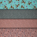 Group swatch assorted jersey prints with woodland themes
