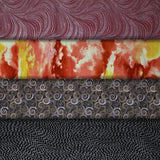 Group swatch Swirls & Clouds printed fabrics in various styles