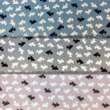 Group swatch black and white scotty dogs fabric in various colours
