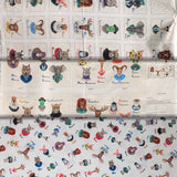 Group swatch assorted fabrics from the Zootopia A to Z collection in various styles
