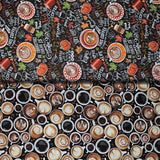 Group swatch rise and grind (coffee themed fabrics) collection in various styles/colours