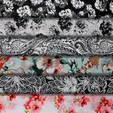 Group swatch assorted floral Chiffon fabrics in various styles/colours