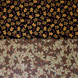 Group swatch assorted Gingerbread themed fabrics in various styles/colours