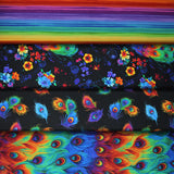 Square swatch peacock glow collection fabrics in various styles/colours