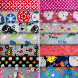 Group swatch assorted Double Face Fleece in various styles/colours