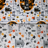 Group swatch Ghoultide Greetings themed fabrics in various styles/colours