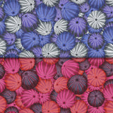 Group swatch sea urchin printed fabric in various colours
