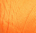 Swatch of Caron Simply Soft Solids yarn in shade neon orange