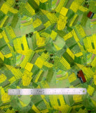 Flat swatch Imaginings - Nature fabric (illustrative top view of barn rural areas with tossed structures and lots of green patches)