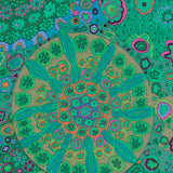 Swatch of millefiori printed fabric in jade