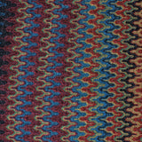 Square swatch Stretch Terracotta fabric (vertical wavy line design allover in various colours: burnt orange, burgundy, blue, yellow, green, black, etc.)