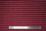 Flat swatch red & white stripes printed fabric (burgundy fabric with thin white double line stripes)