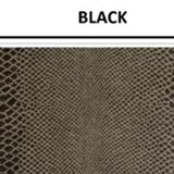 Lizard print textured vinyl swatch in shade black with label