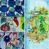 Grouping of fabric prints from the collection Madagascar Adventure