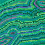 Swatch of Jupiter printed fabric in malachite (green)